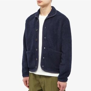 Universal Works Lancaster Jacket Navy Fleece Mens‎ Large Portugal Shawl Collar